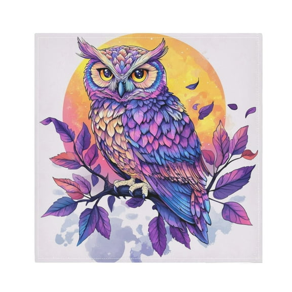 Qxltty Vivid Purple Owl Napkins 20×20in Perfect for Parties Dinners Weddings Cocktail Housewarming Cloth Napkins Set of 6