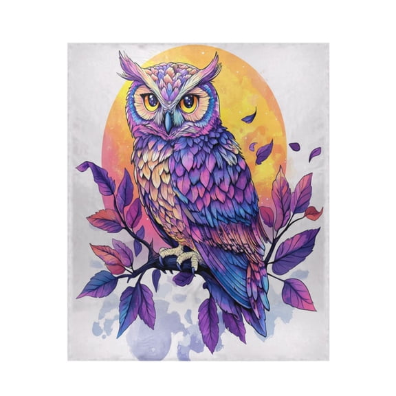 Qxltty Vivid Purple Owl Soft Cozy Fluffy Blankets for Couch Sofa Chair Bed Camping Picnic Travel Lightweight Bed 5060inch