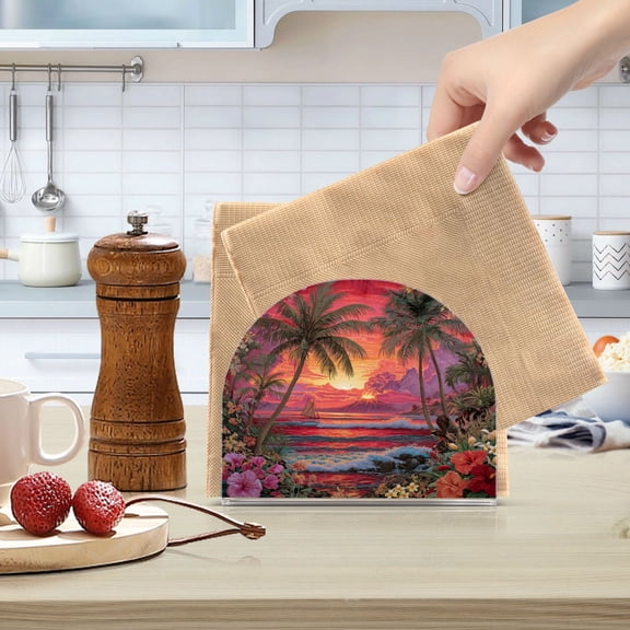 Qxltty Volcanic Island Acrylic Napkin Holder Set of 2 Transparent Dining Table Kitchen Cafeteria Home Decor 4.1x4.9x1.97in