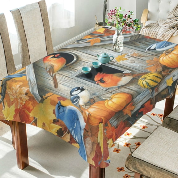 Qxltty Warm Birdhouse Square Tablecloth 60×60in Thick Wrinkle Resistant Heat Proof Durable Table Cover for Dining Table
