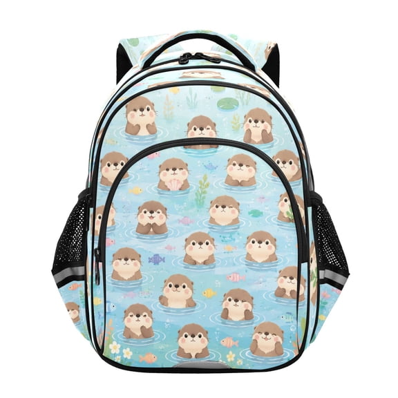 Qxltty Water Otters Backpack Lightweight Multi Pocket Daypack Reflective Bookbag with Adjustable Straps
