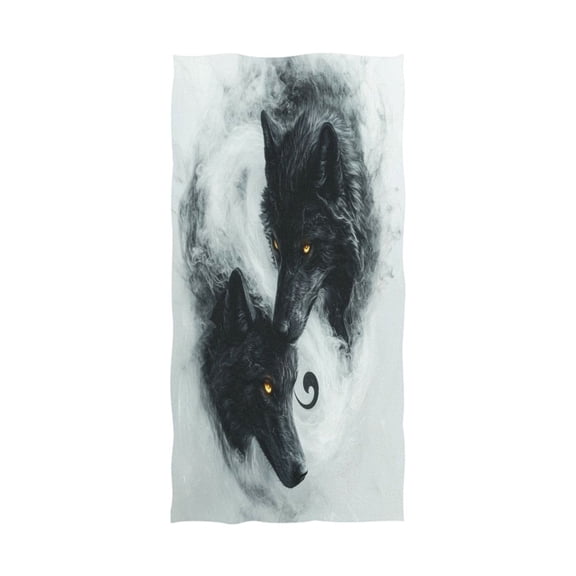 Qxltty Watercolor Style Black Wolf Extra Large Bath Towel 32"x64" Super Soft Highly Absorbent Quick Dry Shower Towel for Hotel Bathroom Guest Spa Gym