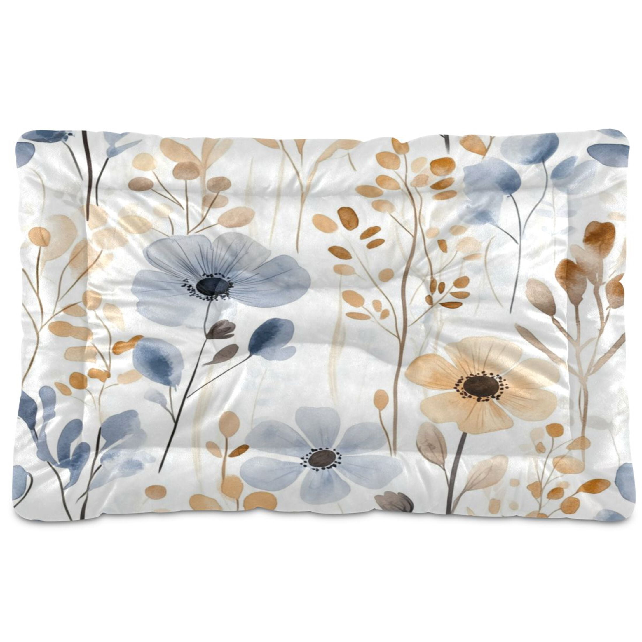 Qxltty Watercolor Wildflowers Ped Pad Wear-resistant and Hard to Bite Through Sleeping Pad for Small Medium Large Dogs Winter Pet Bed 36×24in