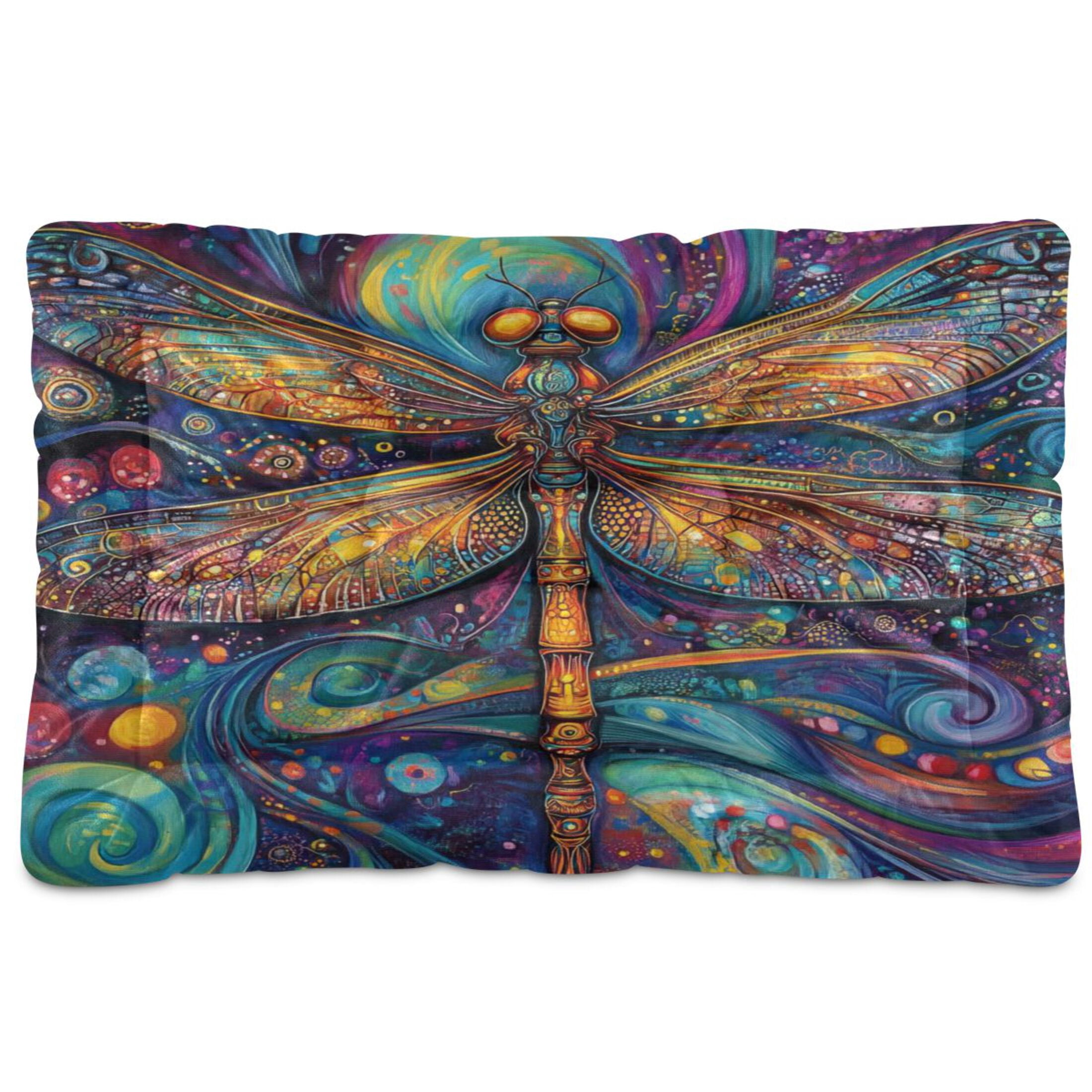Qxltty Weird Style Dragonfly Ped Pad Wear-resistant and Hard to Bite Through Sleeping Pad for Small Medium Large Dogs Winter Pet Bed 36×24in