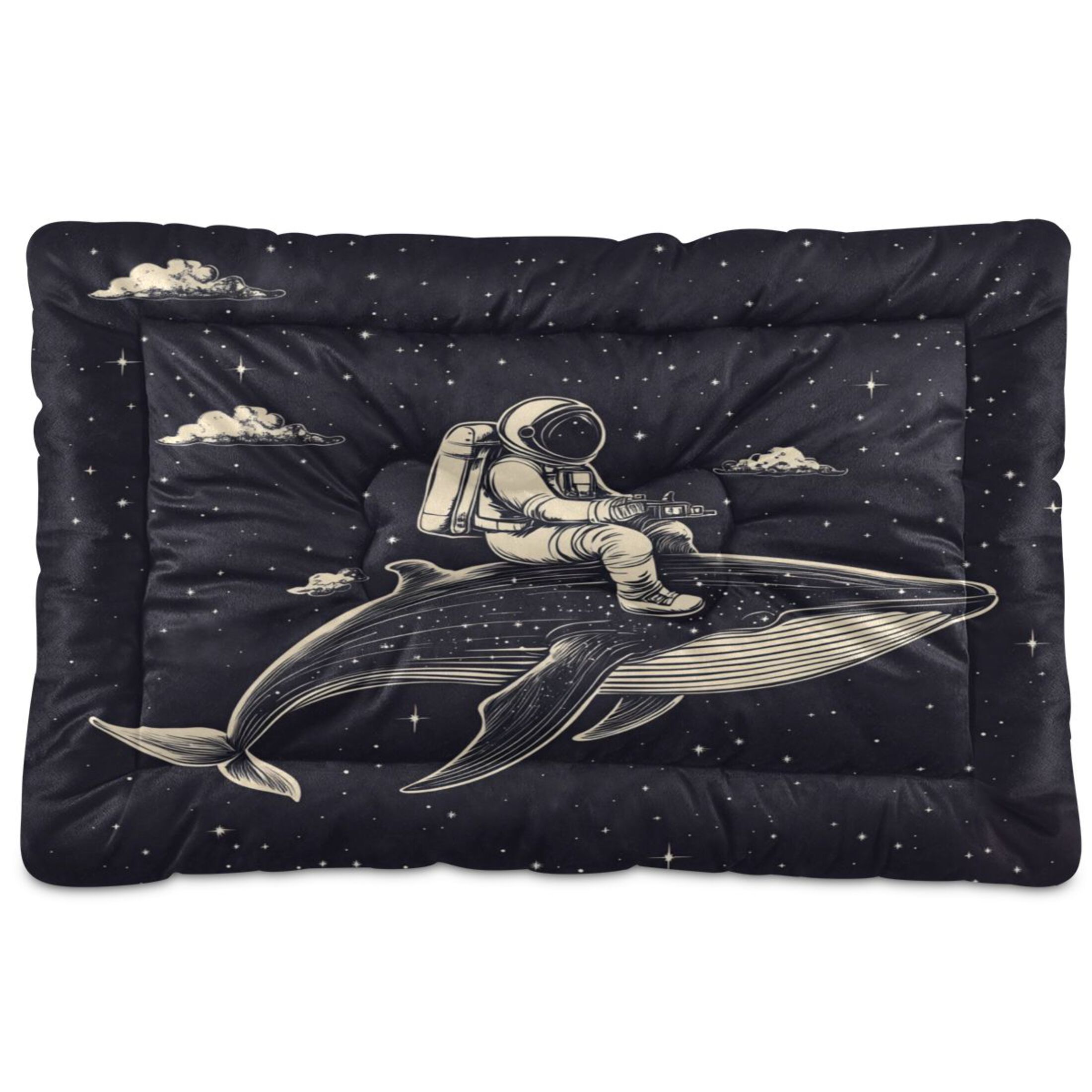 Qxltty Whale Riding Astronaut Pattern Ped Pad Wear-resistant and Hard to Bite Through Sleeping Pad for Small Medium Large Dogs Winter Pet Bed 36×24in