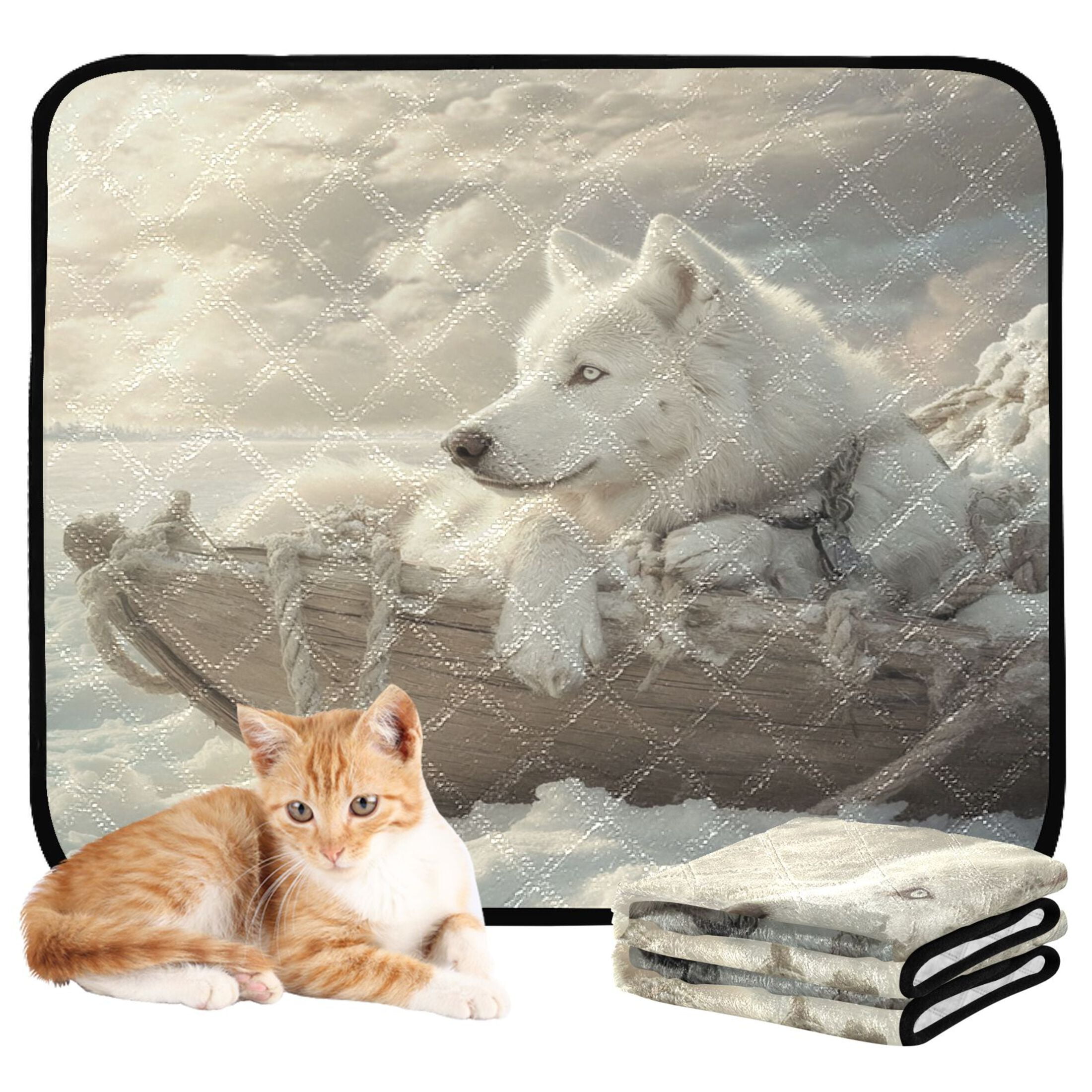 Qxltty White Alaskan Dog Cat litter Pads Pet Set of 3 Diaper Mats Center Anti-leakage Layer Absorbent Soft and Comfortable
