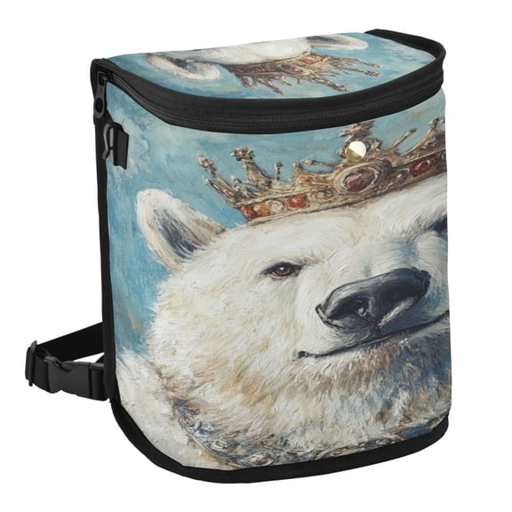 Qxltty White Bear King Car Trash Can with Lid Vehicle Backseat Hanging Leak Proof Storage Bin