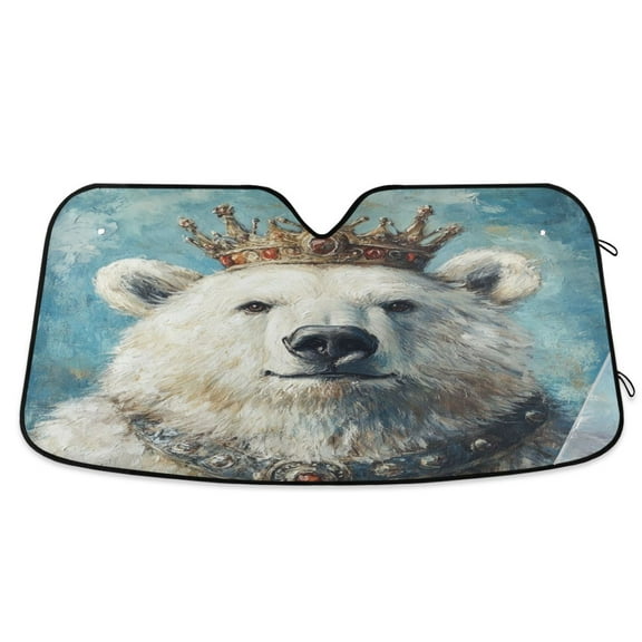 Qxltty White Bear King Car Windshield Sunshades Foldable UV Rays Sun Visor Protector Keep Your Vehicle Cool 55×27.6in