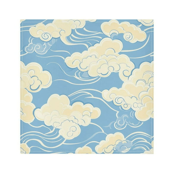 Qxltty White Cloud Pattern on Blue Background Napkins 20×20in Perfect for Parties Dinners Weddings Cocktail Housewarming Cloth Napkins Set of 6