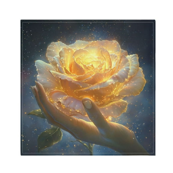 Qxltty White Gold Rose Napkins 20×20in Perfect for Parties Dinners Weddings Cocktail Housewarming Cloth Napkins Set of 6