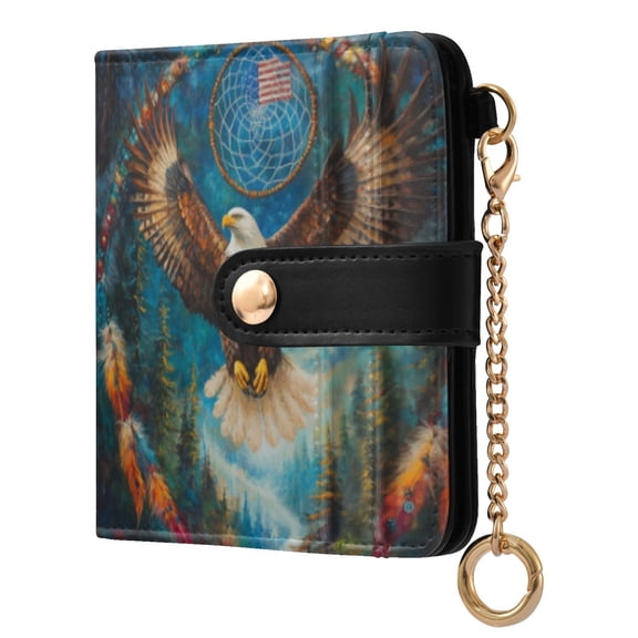 Qxltty White Headed Sea Eagle Ladies Wallet Rfid Slim Thin Compact Credit Card Women Wallet Zipper Coin Pocket and ID Window for Female Gifts