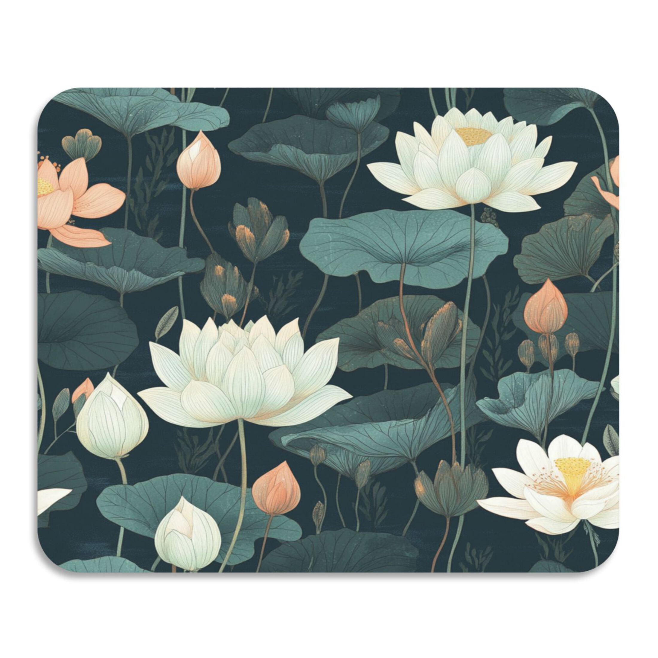 Qxltty White Lotus Flower Dish Drying Mat Coffee Bar Mats Rubber Backed ...