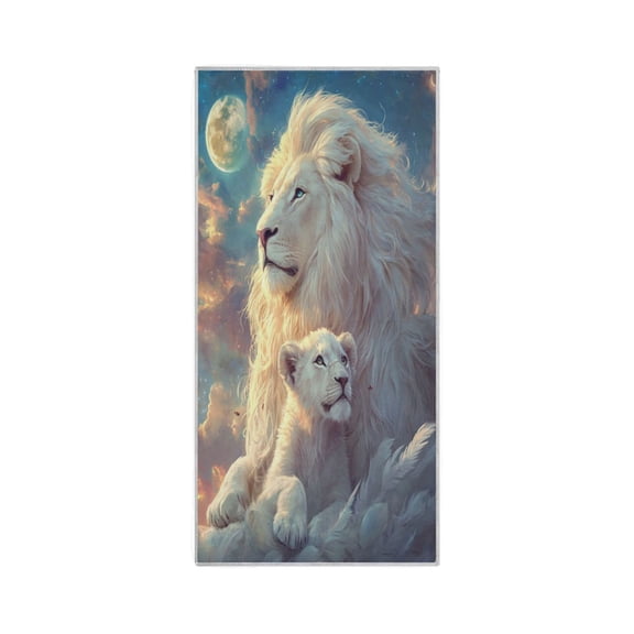 Qxltty White Maned Lions Ultra-Thin Lightweight Towel Quick-Dry Absorbent Portable Towel Ideal for Camping Running Cycling Gym Use