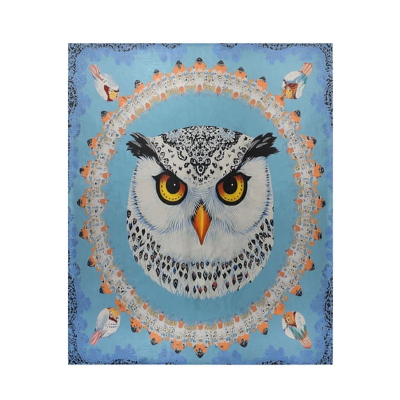 Qxltty White Owl Pattern Soft Cozy Fluffy Blankets for Couch Sofa Chair Bed Camping Picnic Travel Lightweight Bed 5060inch