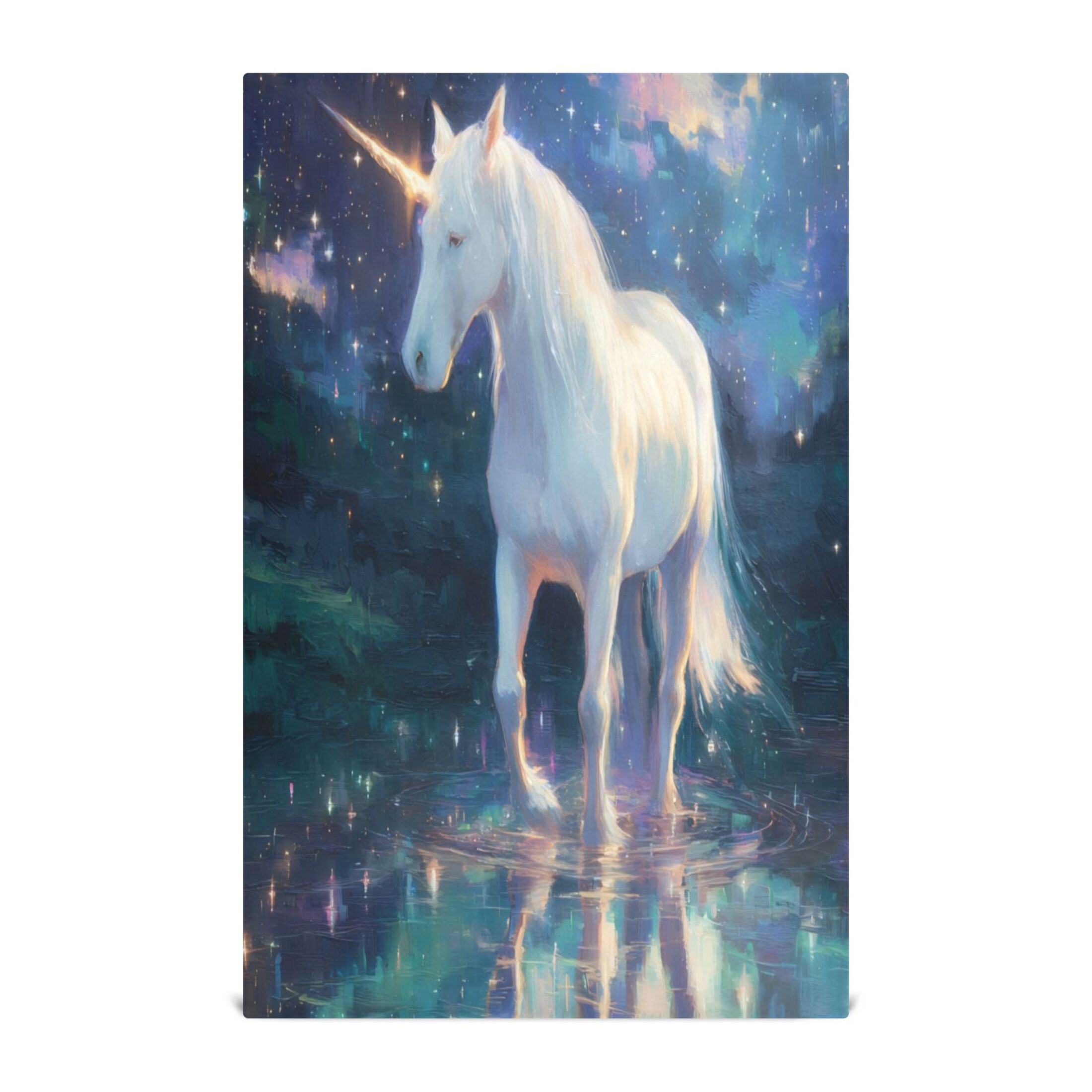 Qxltty White Unicorn Kitchen Towels 28 x 18 Inch Set of 6 Soft Cotton Linen Feel Dish Towels with Hanging Loop for Drying, Cleaning & Decor
