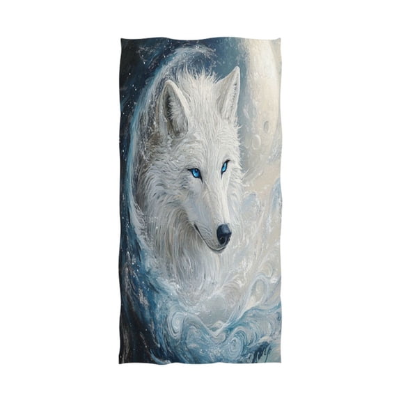 Qxltty White Wolf with Blue Eyes Extra Large Bath Towel 32"x64" Super Soft Highly Absorbent Quick Dry Shower Towel for Hotel Bathroom Guest Spa Gym