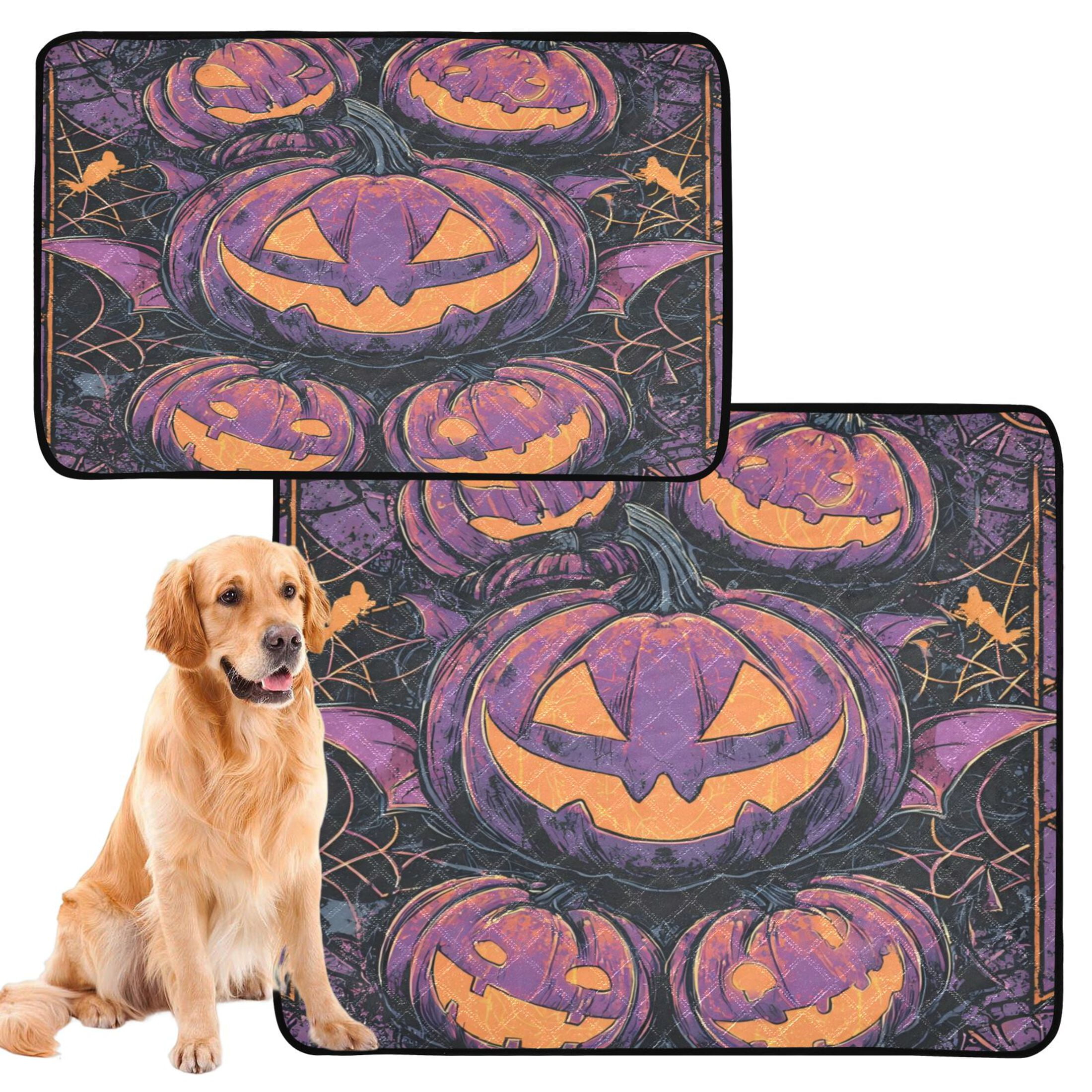 Qxltty Wicked Pumpkin Cat litter Pads Pet Set of 2 Diaper Mats Center Anti-leakage Layer Absorbent Soft and Comfortable