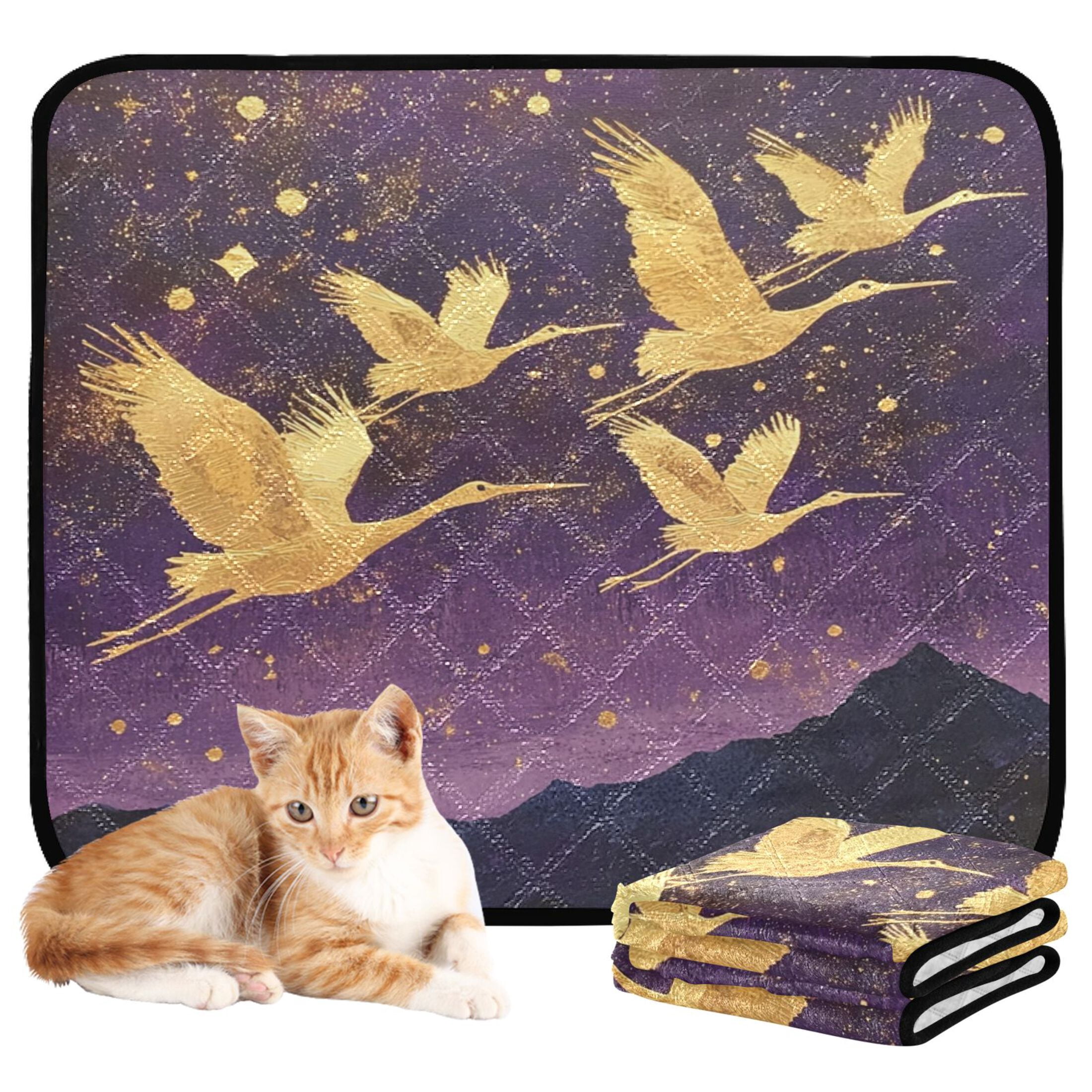 Qxltty Wild Crane Cat litter Pads Pet Set of 3 Diaper Mats Center Anti-leakage Layer Absorbent Soft and Comfortable