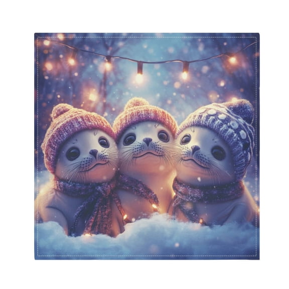 Qxltty Winter Baby Seal Napkins 20×20in Perfect for Parties Dinners Weddings Cocktail Housewarming Cloth Napkins Set of 4