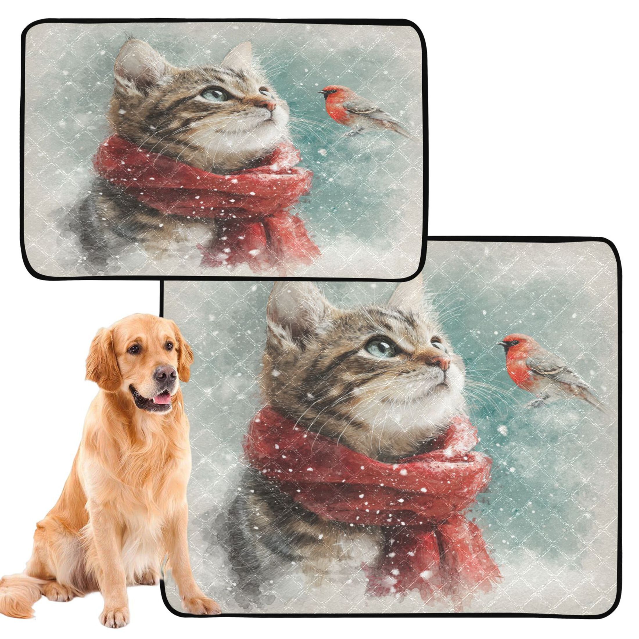 Qxltty Winter Cat Cat litter Pads Pet Set of 2 Diaper Mats Center Anti-leakage Layer Absorbent Soft and Comfortable