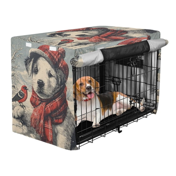 Qxltty Winter Dog Crate Cover Durable Oxford Cloth Pet Kennel Sunshade Universal Fit for 35in Wire Cage