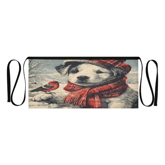 Qxltty Winter Dog Kitchen Cooking Apron for Women Men with Pockets Waiter Short Aprons