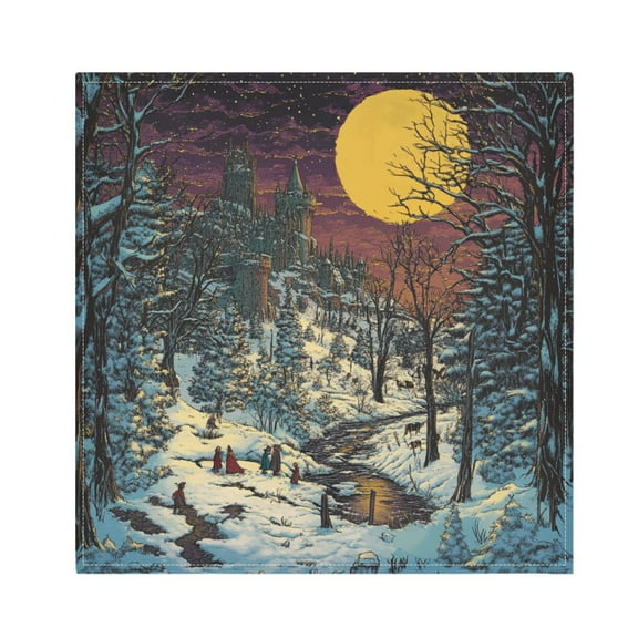 Qxltty Winter Evening Sunset Napkins 20×20in Perfect for Parties Dinners Weddings Cocktail Housewarming Cloth Napkins Set of 1