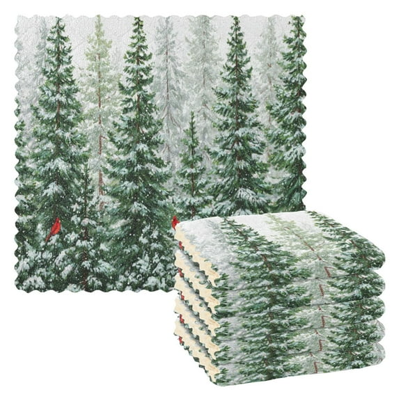 Qxltty Winter Green Pine Tree 6 Pack Dish Cloths Dish Towels Reusable Kitchen Hand Towels 1111in