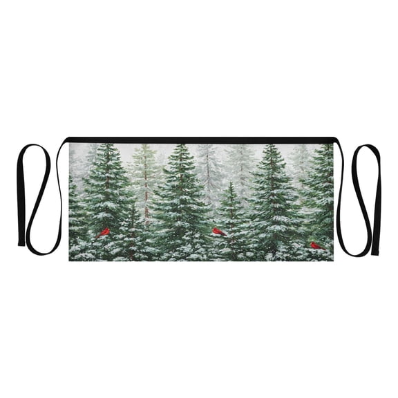 Qxltty Winter Green Pine Tree Kitchen Cooking Apron for Women Men with Pockets Waiter Short Aprons