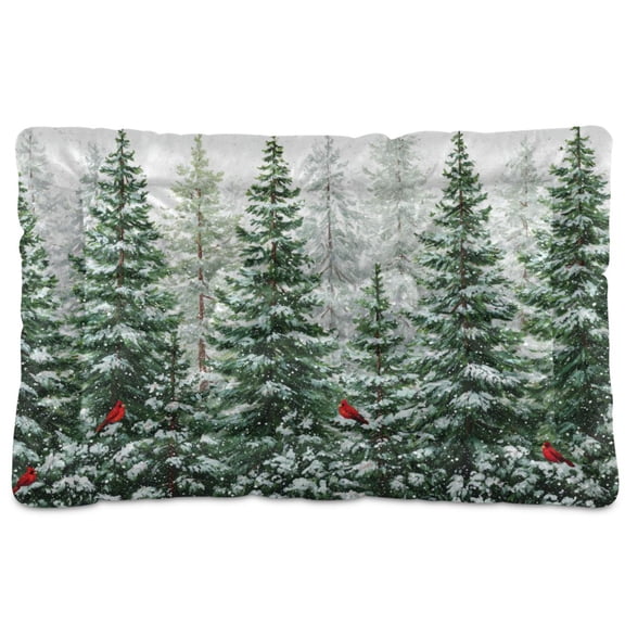 Qxltty Winter Green Pine Tree Ped Pad Wear-resistant and Hard to Bite Through Sleeping Pad for Small Medium Large Dogs Winter Pet Bed 24×18in
