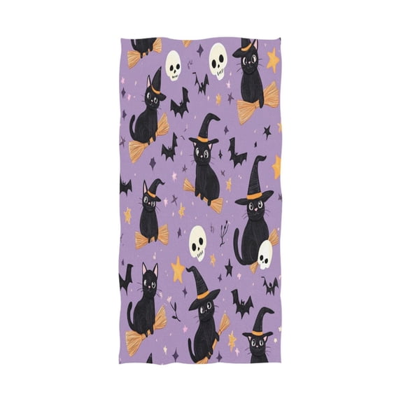 Qxltty Witch Hat Cat Purple Pattern Extra Large Bath Towel 32"x64" Super Soft Highly Absorbent Quick Dry Shower Towel for Hotel Bathroom Guest Spa Gym