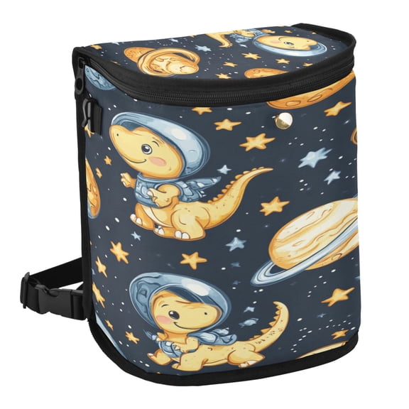 Qxltty Yellow Dinosaur Space Pattern Car Trash Can with Lid Vehicle Backseat Hanging Leak Proof Storage Bin