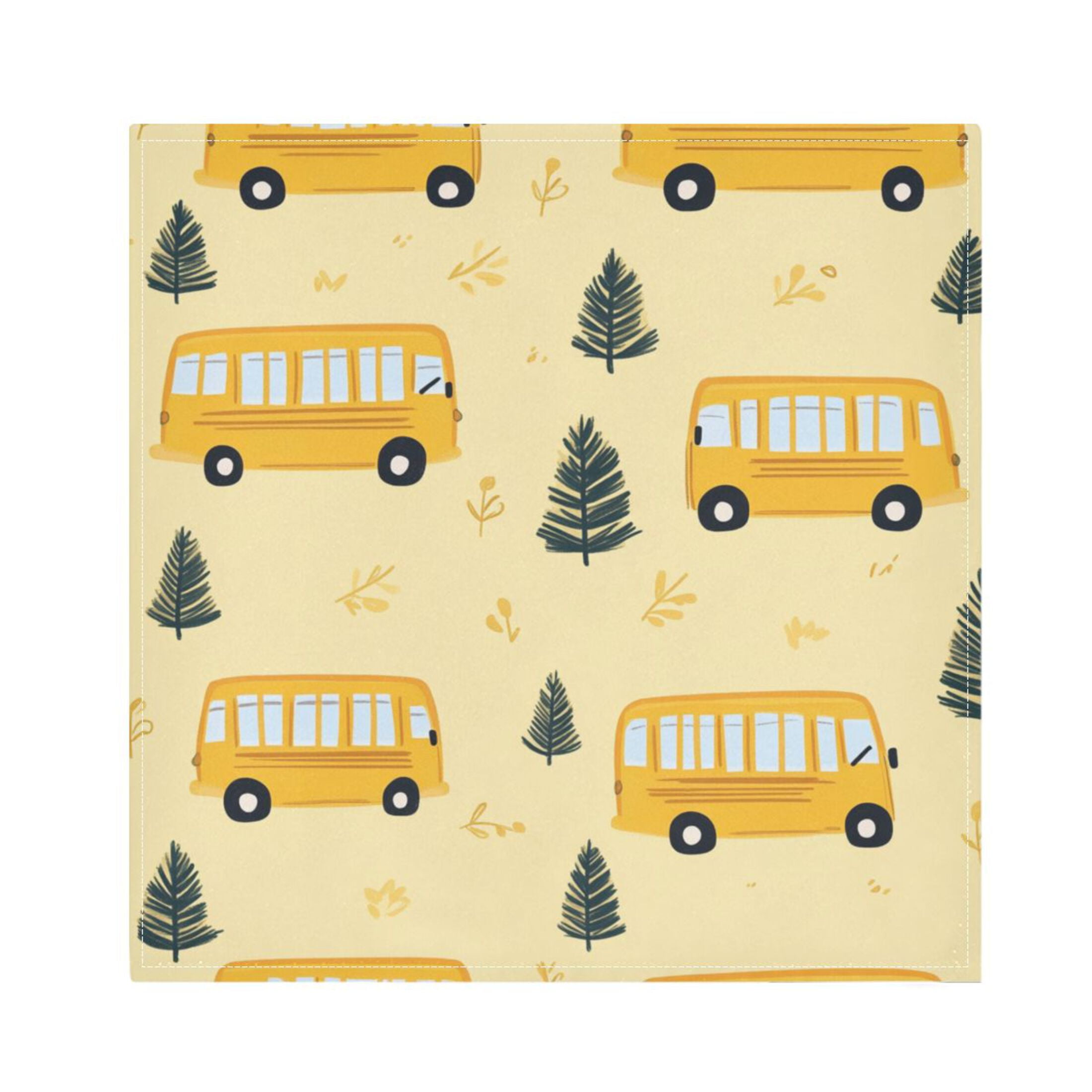 Qxltty Yellow Kindergarten School Bus Pattern Napkins 20×20in Perfect ...
