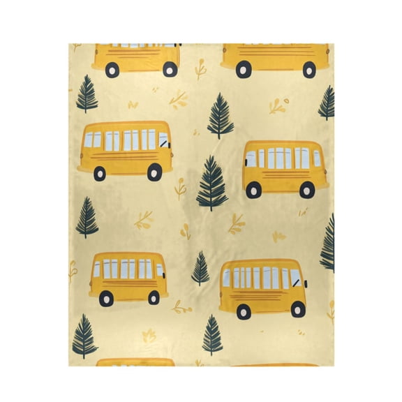 Qxltty Yellow Kindergarten School Bus Pattern Soft Cozy Fluffy Blankets for Couch Sofa Chair Bed Camping Picnic Travel Lightweight Bed 5060inch