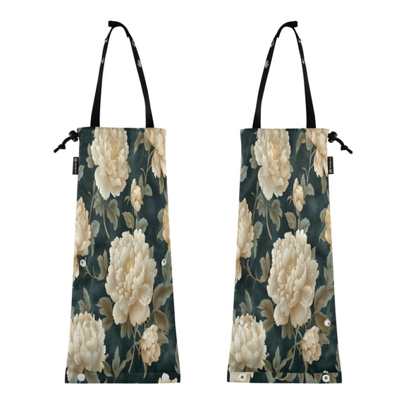Qxltty Yellowish Peony 2 Pack Washable Eco-Friendly Seat Back Hanging Car Trash Bag for Travelling Picnic Outdoor