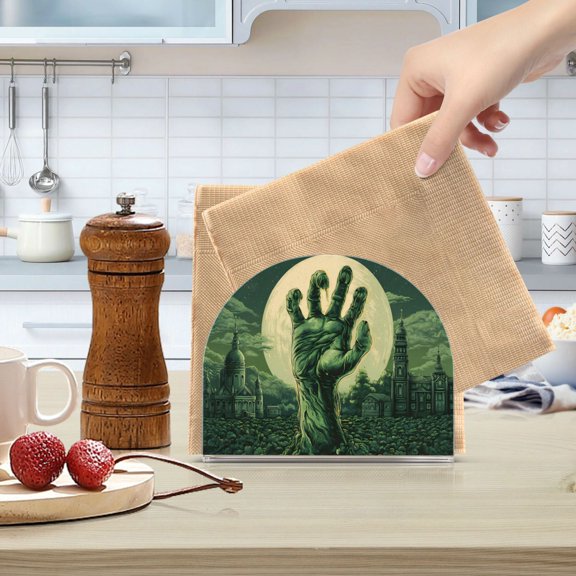 Qxltty Zombie Hand Acrylic Napkin Holder Set of 1 Transparent Dining Table Kitchen Cafeteria Home Decor 4.1x4.9x1.97in