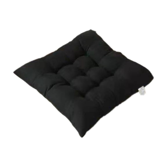 Qxpztk 2 pcs Square Seat Cushion Chair Pads for Kitchen Dining Chairs, Soft Comfort Velvet Chair Mat Pillow Cushions with Ties for Office Desk Living Room Tatami 15.75", Black