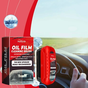 Qxpztk Automotive Oil Film Cleaning Brush, Windshield Cleaner Tool, All in One Wipe On Oil Film Remover, Car Glass Oil Film Cleaner with Reusable Foam Sprayer