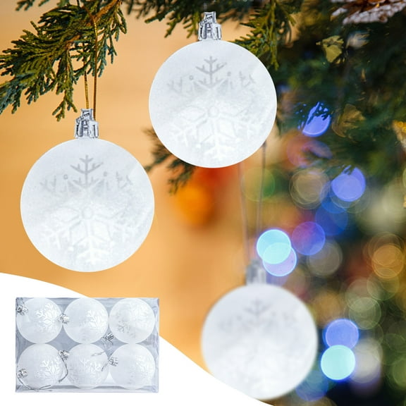 Comefolife Christmas Ball Ornaments Sets, Glitter White Silver Snow Ball Xmas Tree Ball Ornaments,Christmas Tree Hanging Ornaments Ball for DIY Crafts, Wedding Party,Home Decor