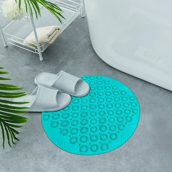 Comefolife Clearance Shower Mat, Round Shower Stall Mat, PVC Bathtub Mat, Non Slip Bath Mat with Suction Cups and Drain Holes, Machine Washable for Bathroom Bathtub Swimming Pool(11.8in,Green)