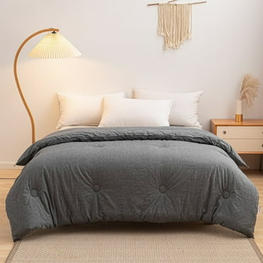 Qxpztk Comforter King Size Luxurious All Seasons Duvet Insert - Ultra-Soft Fill-power Hotel Collection Comforter, Fluffy Medium Warmth, (90.55×78.74inch, Solid White)
