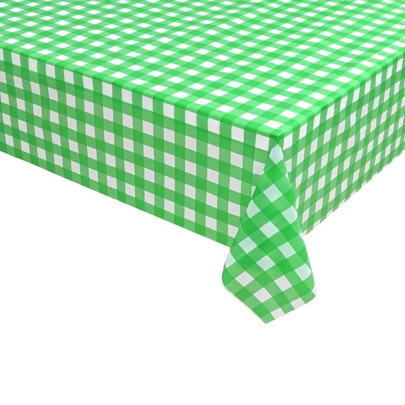 Comefolife Gingham Tablecloth Green and White Checkered Tablecloths 54 x 108 Inches Disposable Plastic Gingham Tablecovers Waterproof Rectangle Picnic Table Covers for Birthday Party Supplies