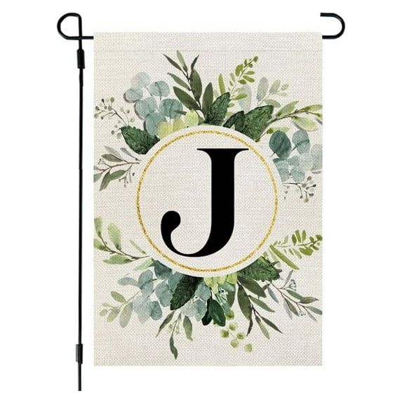 Qxpztk Letter J Floral Garden Flag 11.81×17.71 Inch Double Sided Outside, Family Last Name Initial Yard Outdoor Decoration