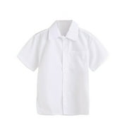 QXUTPO Boys Shirts White School Uniform Turn-Down Collar Short Sleeve School Summer Casual Boys Tops