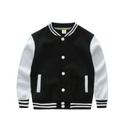 Qxutpo Kids Jackets Boys Casual Long Sleeve Outerwear Baseball Windbreaker Jackets Size 7-8Y