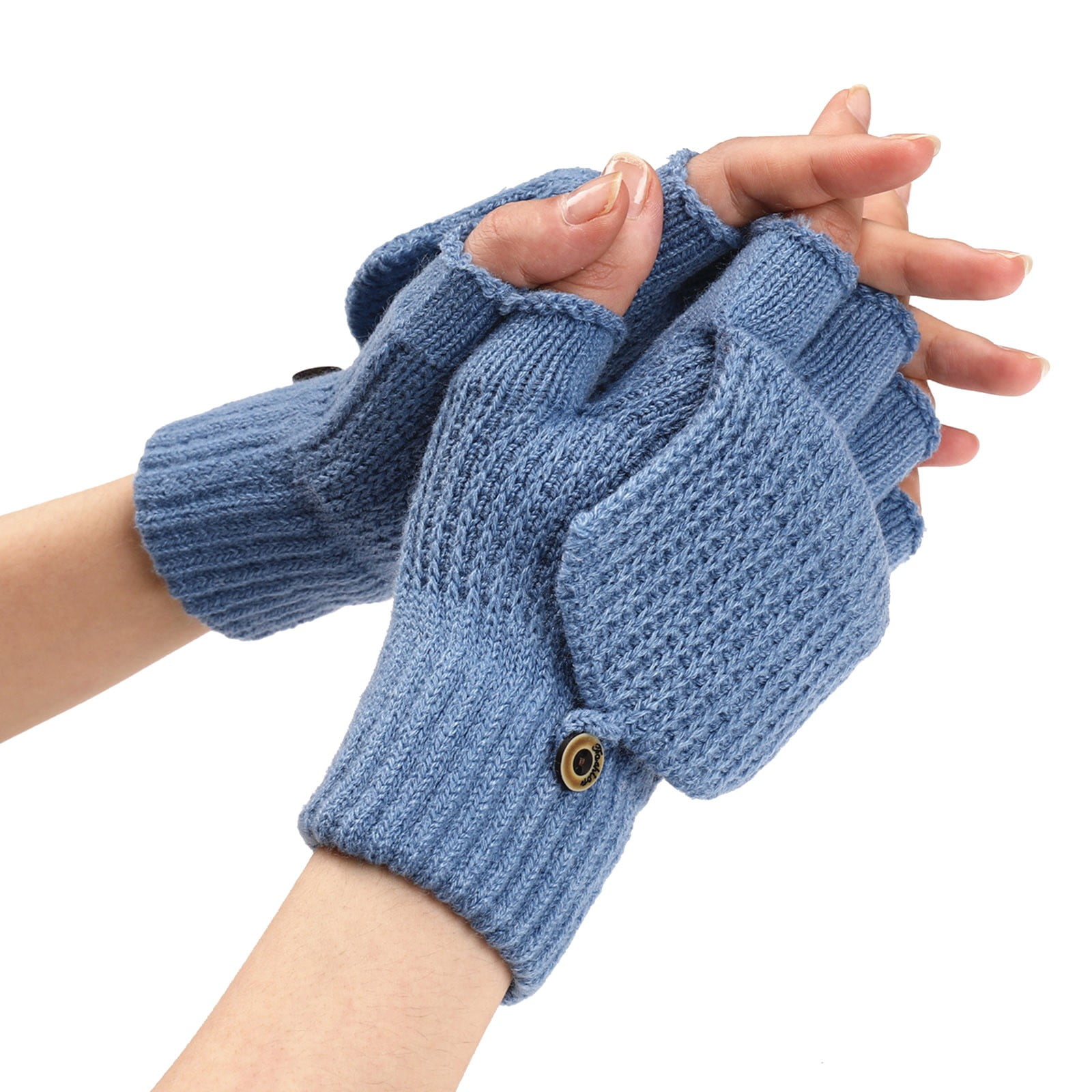 Qxutpo Winter Gloves Women PopTop Fingerless Mitten Knit Convertible