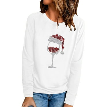 Qxutpo Womens Fall Tops Sweatshirt Christmas Printing Pattern Long ...