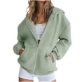 thumbnail image 1 of Qusjaar Full-Zip Hoodies for women Drawstring Fall Cute Jacket Oversized Casual Sweatshirts with Pockets(Large,Green), 1 of 3