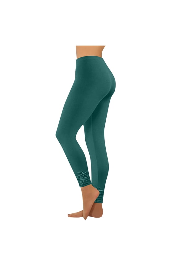Leggings for Women High Waisted Tight Yoga Pants Running Solid Color Stretchy Pull-On Casual Workout Athletic Leggings(Green,X-Small)