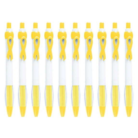 Qyaukm 10 Pcs Breast Cancer Awareness Pens, Novely Fun Pink Ribbon Gel Ink Pens Bulk for Breast Cancer Awareness Accessories Party Favors Gift Bags Filler 10Ml Yellow, 10*Strokes